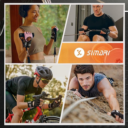 SIMARI Breathable Workout Gloves for Men Women, Padded Weight Lifting Gloves with Wrist Wraps Support, Full Palm Protection, Grip for Gym Training, Fitness, Weightlifting, Exercise Fingerless Black