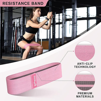 RitFit 7 Pcs Barbell Squat Pad Set, with Resistance Band, 2 Safety Straps, 2 Gym Ankle Straps & Carry Bag, Upgraded Neck & Shoulder Protective Pad Support for Squats, Lunges & Hip Thrust (Pink/Black)