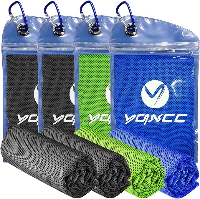 YQXCC Cooling Towels | 4 Pack 40"x12" | Cool Cold for Neck | Microfiber Soft Breathable Chilly | for Yoga, Golf, Gym, Camping, Running, Workout & More Activities