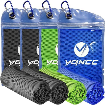 YQXCC Cooling Towels | 4 Pack 40"x12" | Cool Cold for Neck | Microfiber Soft Breathable Chilly | for Yoga, Golf, Gym, Camping, Running, Workout & More Activities