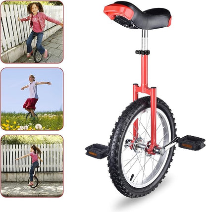 AW 16/18/20/24 Inch Wheel Outdoor Unicycle Adjustable Seat Exercise Bicycle Fit Adults Kids Outdoor Sports Fitness Exercise, for Choice