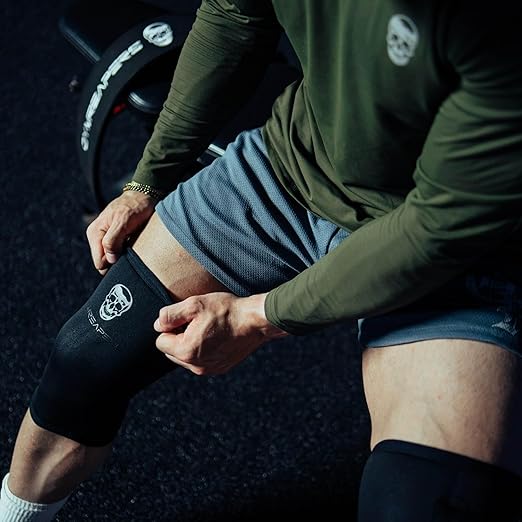 Gymreapers Knee Sleeves (1 Pair) w/Gym Bag - IPF Approved - Knee Compression Sleeve Support for Squats, Weightlifting & Powerlifting - 7MM Neoprene Sleeves - 1 Year Warranty (Black/Black, XX-Large)