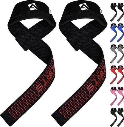 AQF Lifting Wrist Straps for Weightlifting, Powerlifting & Deadlifts – 23” Neoprene Padded Cotton Straps for Strength Training & Gym Workouts - Maximum Grip Support for Men & Women