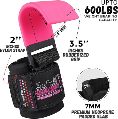 Weight Lifting Rod Hooks Heavy Duty Wrist Wraps Power Weight Lifting Training Gym Grips Straps Set of 2