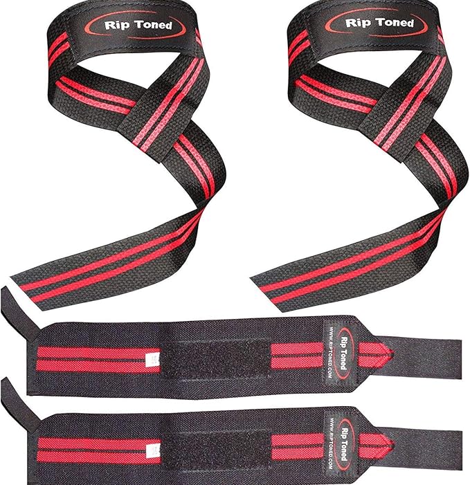 Rip Toned Wrist Wraps & Lifting Straps Combo – Dynamic Duo Push & Pull Support for Weightlifting – Wrist Support Wraps + Padded Grip Straps for Bench, Deadlifts, Rows & Pull-Ups (Men & Women)