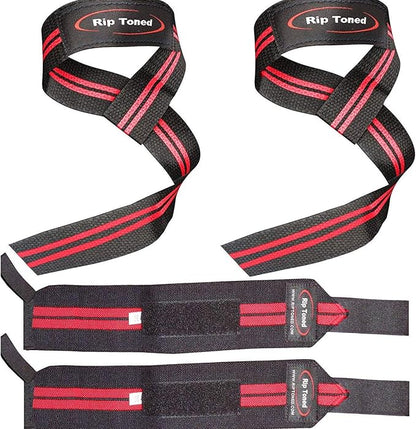 Rip Toned Wrist Wraps & Lifting Straps Combo – Dynamic Duo Push & Pull Support for Weightlifting – Wrist Support Wraps + Padded Grip Straps for Bench, Deadlifts, Rows & Pull-Ups (Men & Women)