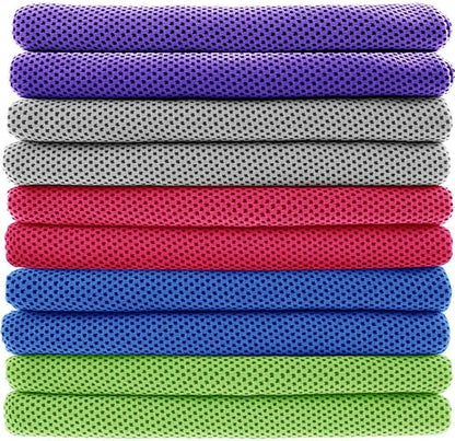 Peicees 10 Pack Microfiber Cooling Towels for Neck Sports Gym Workout Cooling Towel, 40x12 Inches Fast Drying Super Absorbent Compact Lightweight for Climbing Camping Travel Beach