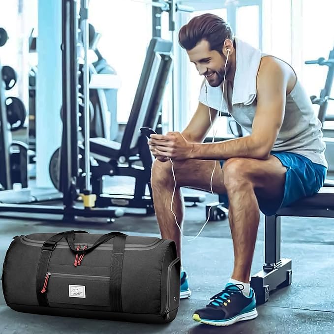 Travel Duffle Bag for Men 65L Large Size Traveling Duffel Bag Weekender Overnight with Shoes Compartment Multifunctional Sports Gym Bags (Black#1)