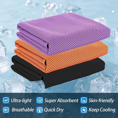 4-Pack Menjo Outdoors Cooling Towels for Neck & Face. Quick-Dry Workout Towels, Sweat-Wicking for Yoga, Gym, Running and Outdoors. Reusable Cooling Towel for Men & Women and Great for Hot Weather.