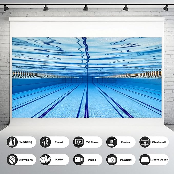 Blue Swimming Pool Backdrop Sports Theme Fitness Swim Competition Exercise Photo Photography Background Swimming Pool Scene Backdrops Men Boys Girls Adults Photo Party Studio Props Vinyl 20x10ft