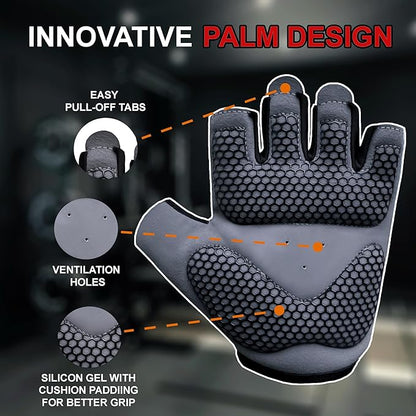 FITNESS FORCE Breathable Workout Gloves for Men and Women, Padded Weight Lifting Gloves with Full Palm Protection for Grip, Exercise, Cycling, Gym, Fitness Training