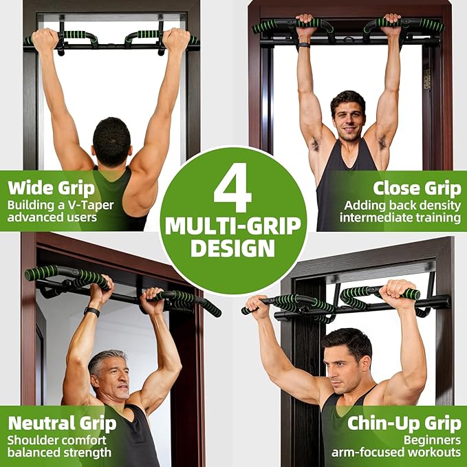 VBSD Upgrade Pull Up Bar for Doorway with Ergonomic Grip, Upto 440 Lbs Capacity No Screws Pullup Bar for Home Gym Indoor Exercise Strength Training, Authorized Under US Patent