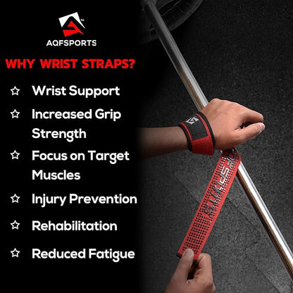 AQF Lifting Wrist Straps for Weightlifting, Powerlifting & Deadlifts – 23” Neoprene Padded Cotton Straps for Strength Training & Gym Workouts - Maximum Grip Support for Men & Women