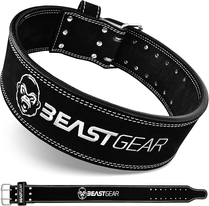 Beast Gear Weight Lifting Belt - Leather Power Lifting Belt for Men，10mm Thick Weightlifting Belt for Deadlifts, Back Support Squats Belts for Powerlifting, Crossfit Gym Belt for Men Women