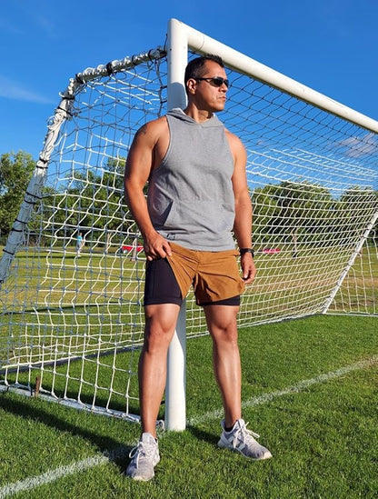 maamgic Mens Running Shorts with Compression Liner 5" Quick Dry Workout Shorts Anti-Chafe Gym Shorts 2 in 1 Athletic Shorts