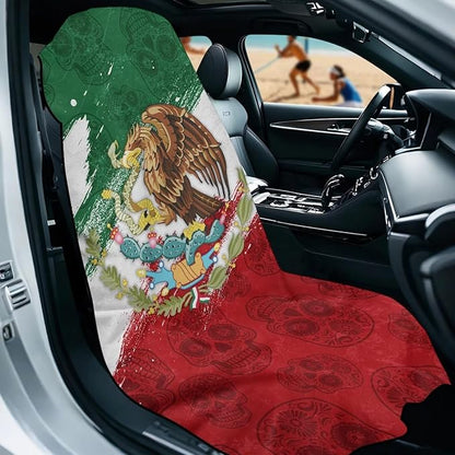 Bulopur Mexican Flag Sweat Towel for Car Seat Lightweight Portable Post Workout Towel Car Seat Cover Patriotic Automotive Interior Decor Accessories
