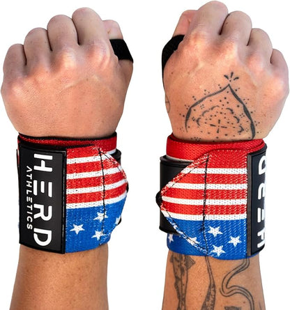 Weightlifting Wrist Wraps – 12" & 18" Adjustable Support with Thumb Loop – Medium Stiffness for Powerlifting, Olympic Lifting, Functional Fitness, Bodybuilding