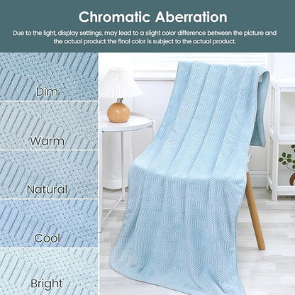 JML Microfiber Bath Towels, Large Bathroom Towel 2 Pack (30" x 60"), Oversized, Soft, Super Absorbent and Fast Drying, Multipurpose Use for Sport, Fitness, Yoga, Diamond Cross Grid Light Blue