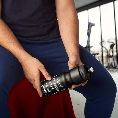 DISCOUNT PROMOS 28 oz. Custom Push Cap Plastic Water Bottles Set of 10/50/100, Personalized Bulk Pack - Perfect for Gym, Hiking, Camping, Outdoor Sports - Black