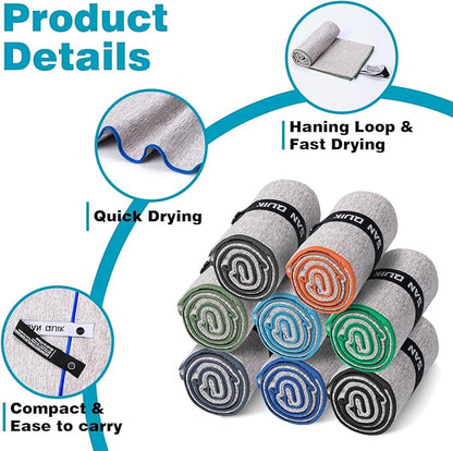 Microfiber Gym Towels 8 Pack, Quick Dry Silver ION Odor-Free Sweat Towel for Gym Men & Women Super Absorbent Fast Drying for Workout, Yoga, Running, Hiking, Travel（Forest Color,16x31.5Inch ）