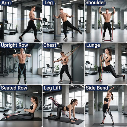 Readaeer Resistance Bands, Exercise Bands for Working Out, Work Out Bands with Handles for Men and Women for Indoor and Outdoor Sports, Fitness, Suspension, Speed Strength, Training, Home Gym,Yoga