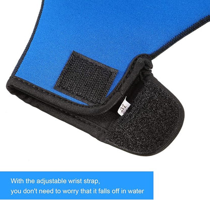 Sumind 2 Pairs Swimming Gloves Aquatic Training Gloves Neoprene Mittens Webbed Fitness Water Resistance Training Mittens for Men Women Swimming Diving with Wrist Strap(Large,Black, Blue)