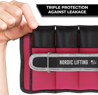 Nordic Lifting Adjustable Ankle Weights for Women & Men – 1 Pair (2–10 lbs) Wrist, Arm & Leg Weights for Gym, Yoga & Home Workouts – Secure Fit Strap Design – Durable Fitness Training Equipment