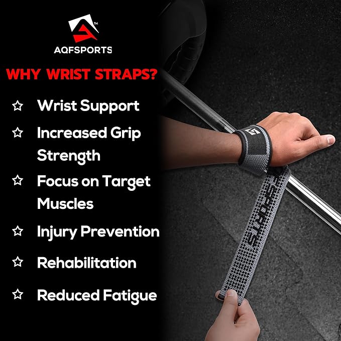 AQF Lifting Wrist Straps for Weightlifting, Powerlifting & Deadlifts – 23” Neoprene Padded Cotton Straps for Strength Training & Gym Workouts - Maximum Grip Support for Men & Women