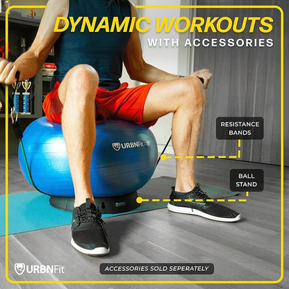 URBNFit Exercise Ball - Yoga Ball for Workout Pregnancy Stability - AntiBurst Swiss Balance Ball w/ Pump - Fitness Ball Chair for Office, Home Gym