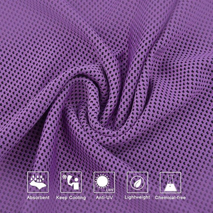 Sports Towel for Instant Cooling Relief Microfiber Towels for Golf Workout Swimming Gym Yoga Travel Camping Fitness 40"x12" Sweat Towel (Purple 2 Pack)