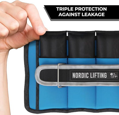 Nordic Lifting Adjustable Ankle Weights for Women & Men – 1 Pair (2–10 lbs) Wrist, Arm & Leg Weights for Gym, Yoga & Home Workouts – Secure Fit Strap Design – Durable Fitness Training Equipment