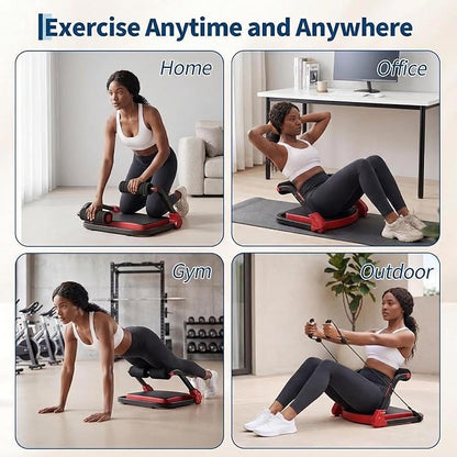Ab Trainer Machine, Ab Workout Equipment with 4 Adjustable Resistance, Portable Adjustable Sit Up Machine, 264 LBS Weight Capacity for Home/Office