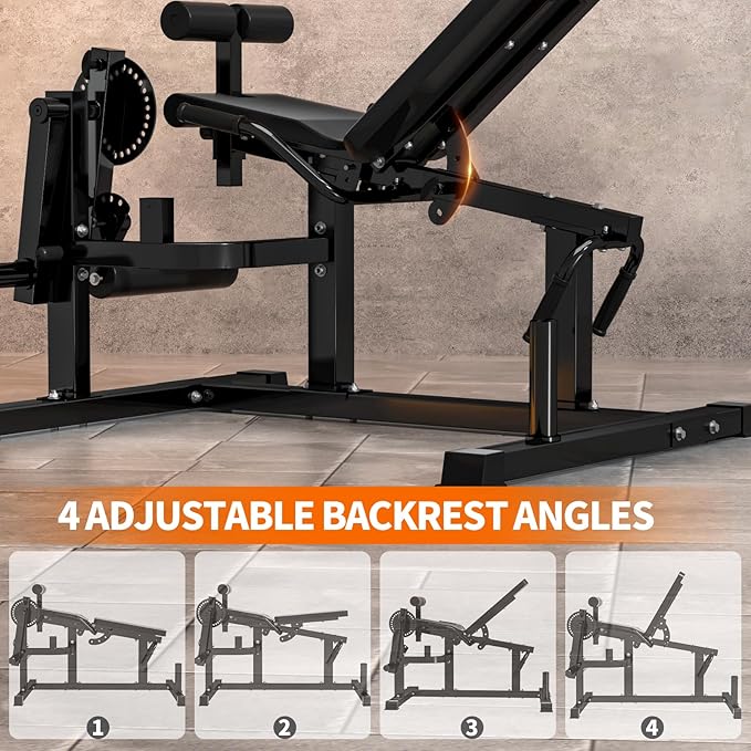 JEEKEE 6-in-1 Leg Extension and Curl Machine, Adjustable Leg Workout Machine for Lower Body Training, 700LB Capacity Plate Loaded Leg Developer for Quads, Hamstrings & Glutes, Home Gym Equipment