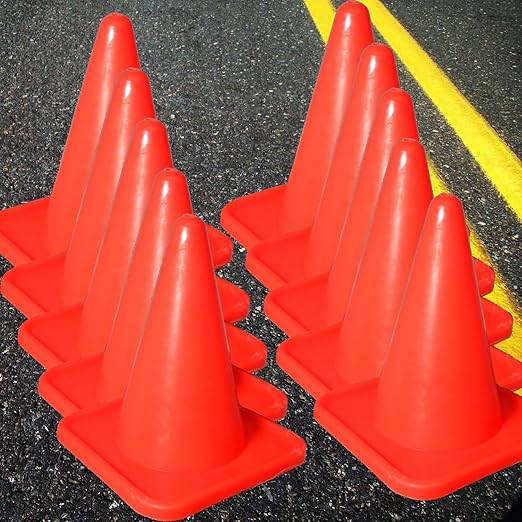 BlueDot Trading 4” Orange Traffic Cones Mini Plastic Sports Cones for Agility Training, RC Racing, Outdoor Activities, Party Games, 40 Pieces