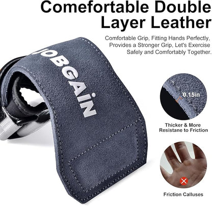 Weight Lifting Wrist Strap, Double Layer Leather Wrist Strap for Deadlift and Powerlifting, Adjustable Neoprene Padded Wrist Wraps, for Men & Women, 1 Pair
