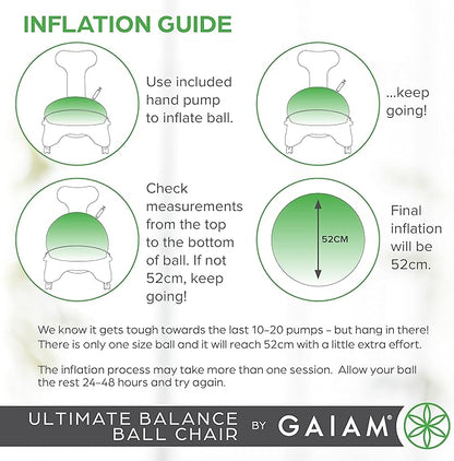 Gaiam Ultimate Balance Ball Chair with Swivel Base - Premium Exercise Stability Yoga Ball Ergonomic Chair for Home and Office Desk - Air Pump, Exercise Guide