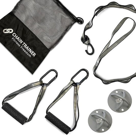 Portable Home Gym Multi-functional Basic Fitness Freedom Workout Equipment Comes in Basic, Intermediate, Advanced or Deluxe Sizes and Comes in Black or Silver