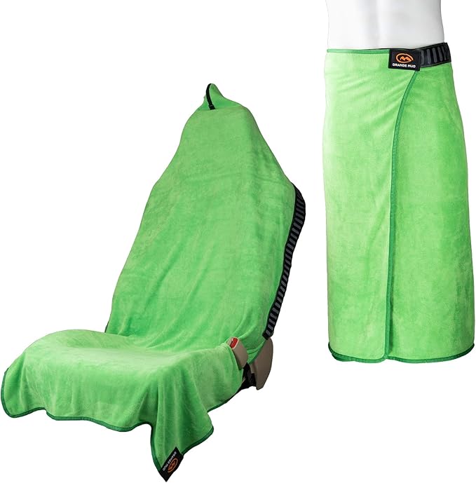 Orange Mud Transition & Seat Wrap V2.0, Automotive Seat Cover, Changing Kilt, and Multipurpose Towel (Lime Green)