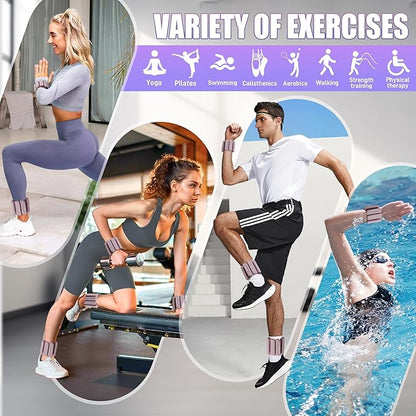 Ankle Weights Set of 2 (1 lb/2 lb Each) for Women Men Adjustable Wrist Bracelet for Home Gym Weighted Bangles Wristbands Leg Arm Weights for Walking Swimming Running Pilates Yoga Gym