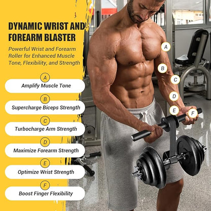 Forearm Strengthener and Wrist Roller, 43.3 in Or 51.2 in Ultra-Strong Nylon Webbing Wrist & Forearm Blaster with Quick Locking Mechanism, Durable Anti-Slip Grip Handles for Forearm Strength Training