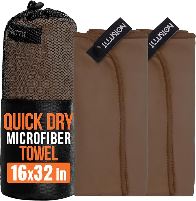 illusion Small Microfiber Gym Towels for Men and Women Active Sports (32" L x 16''W)-Lightweight Quick Dry Gym Towel for Sweat-Workout Towels Ideal for Yoga, Camping, Running, and Outdoor Activities