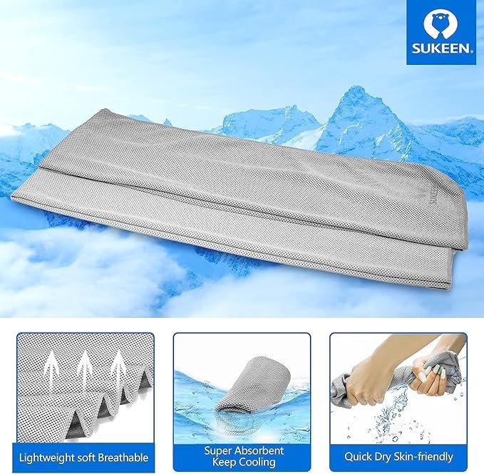 Sukeen Cooling Towel (40"x12"), Ice Towel, Soft Breathable Cooling Towels for Hot Weather, Gym Towels for Sport, Yoga, Running, Workout, Camping, Fitness,Workout & More Activities