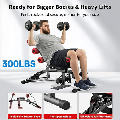 Ab Machine with Squat machine, Multi-Functional Adjustable Ab Trainer, Ab Workout Bench for Home Gym, Sit Up Machine for Abdominal & Glutes, Exercise Chair for Full Body Workout