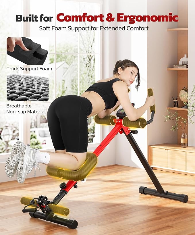 Yoleo 2 in 1 Ab & Rowing Machines for Home, Foldable Ab Workout Equipment, Ab Trainer Machine for Stomach Workout, Ab Crunch Machine with Foam Support,7-Length Adjustable Ab Machine for Home Exercise