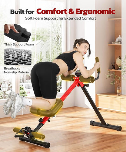 Yoleo 2 in 1 Ab & Rowing Machines for Home, Foldable Ab Workout Equipment, Ab Trainer Machine for Stomach Workout, Ab Crunch Machine with Foam Support,7-Length Adjustable Ab Machine for Home Exercise