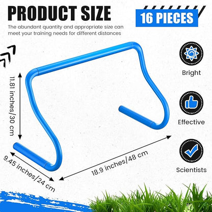 16 Pcs 12" Speed Agility Training Hurdles Large Size Detachable Agility Hurdles Hurdles Training Equipment Set for Athletes Soccer Basketball