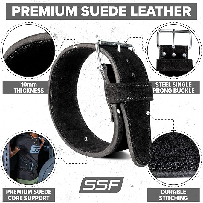 SERIOUS STEEL FITNESS Leather Weight Lifting Belt | Powerlifting, Weightlifting & Exercise Belt | 4" Wide & 10mm Thick