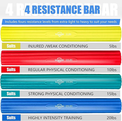 Flex Therapy Bar and Grip Strength Trainers set, Physical Therapy & Resistance Bar for Golfers Elbow, Tendinitis, Wrist,Forearms Pain, Improve Grip Strength and Relieve Pain