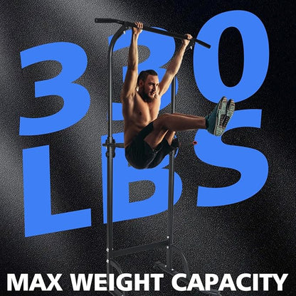 Dip Station Strength Training Dip Stands Station with Connecting Rod and Padded Handles for Home Gym & Fitness Training