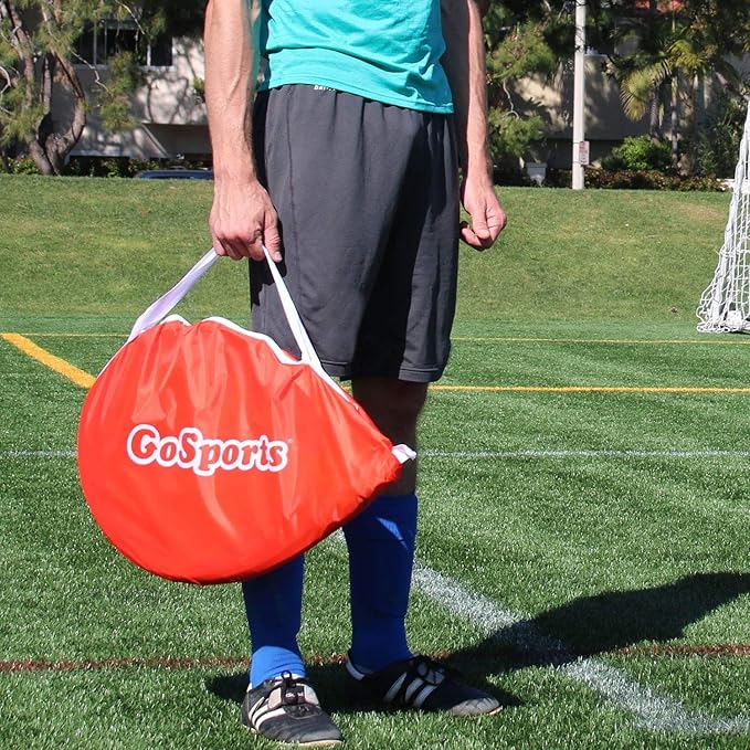 GoSports Portable Pop-Up Soccer Goals for Backyard - Kids & Adults - Set of Two Nets with Agility Training Cones and Carrying Case
